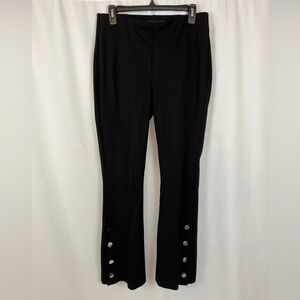Harve‎ Benard Elastic Waist Pull On Stretch Pants With Gold Button Accent